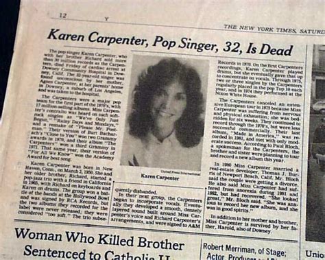 1983 Death of Karen Carpenter... - RareNewspapers.com