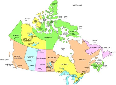 Canada map with states - Map of Canada states (Northern America - Americas)