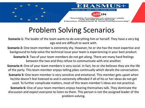 scenarios for problem solving skills