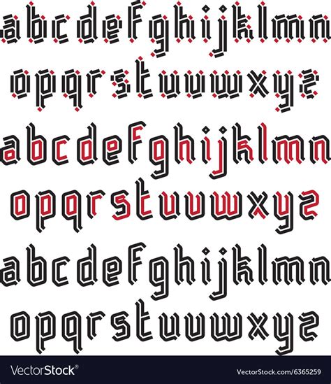 Double Line Modern Gothic Font Royalty Free Vector Image