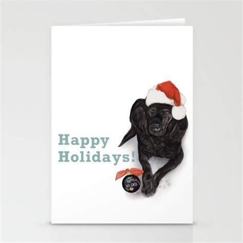 Merry Christmas Black Lab Stationery Cards by Linda Sholberg | Society6