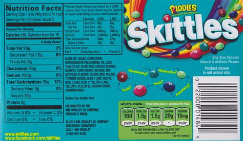 Skittles | Skittles, Food labels, Nutrition facts