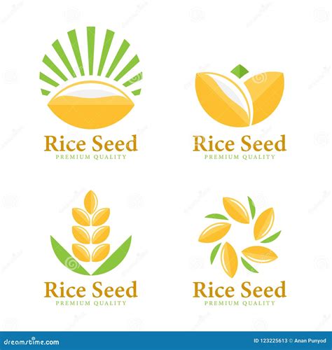 Wheat Rice Seed Logo Sign Vector Set Design Stock Vector - Illustration ...