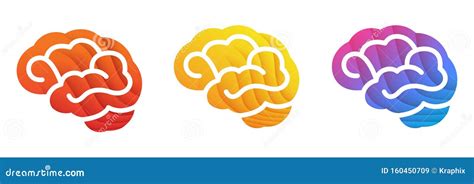 Colorful Brain Icon. Red, Yellow, Blue Gradient Colors Brain ...