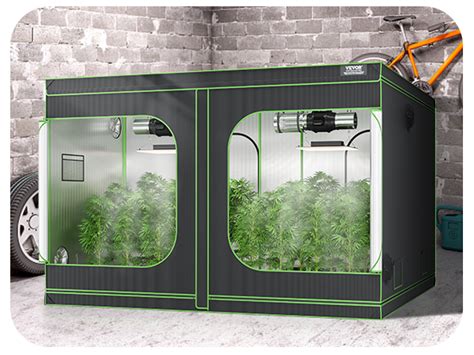 VEVOR 10x10 Grow Tent, 120'' x 120'' x 80'', High Reflective 600D Mylar ...