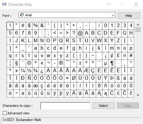 kuchen backofen: Ascii Symbols List