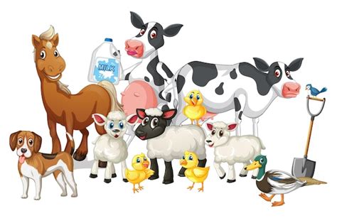 Free Vector | Farm animals on white background