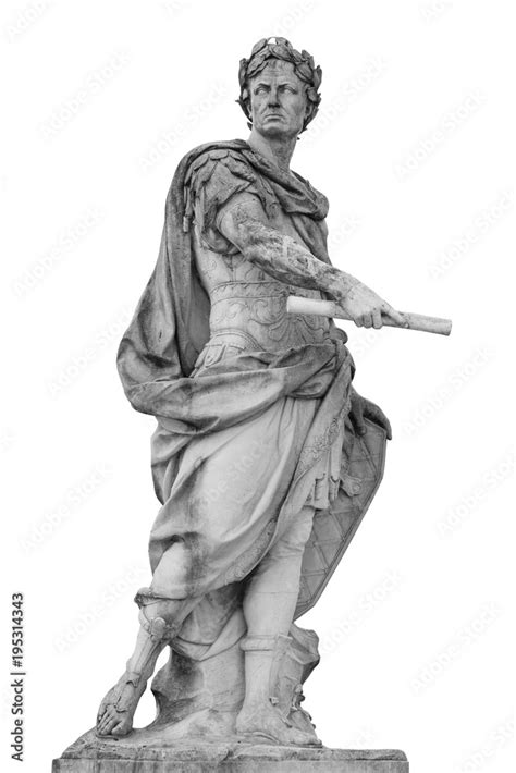 Roman emperor Julius Caesar statue isolated over white background Stock ...