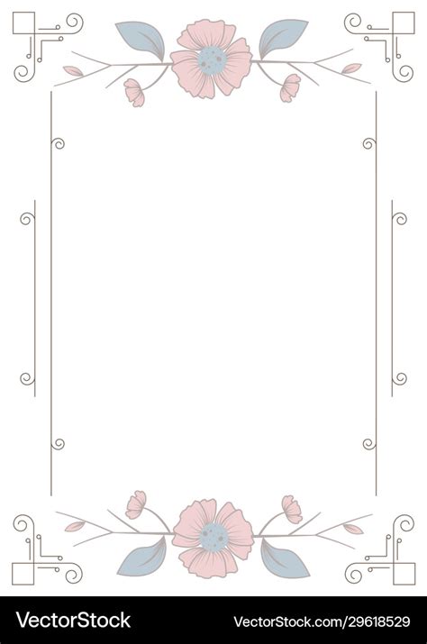 Simple floral border card template eps 10 Vector Image