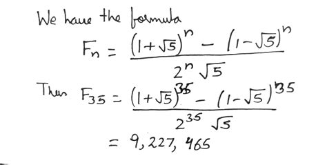 [Solved] what is the 35th term in fibonacci sequence? | Course Hero