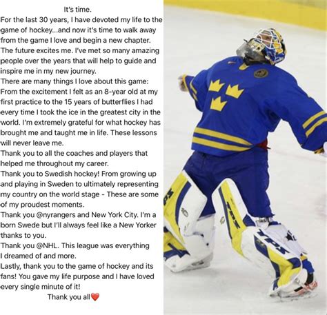 Henrik Lundqvist Announces Retirement | NoVa Caps