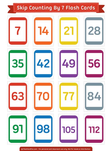 Printable Skip Counting by 7 Flash Cards