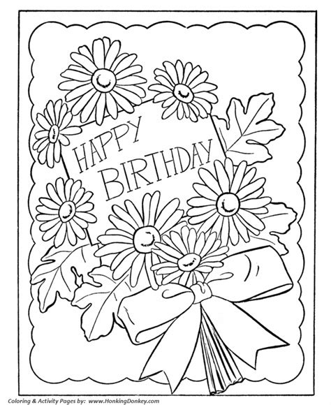 Birthday Coloring Pages | Free Printable Kids Birthday Flowers Card ...