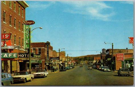 1960s LUSK, Wyoming Postcard "BUSINESS SECTION" Street Scene / Ranger ...