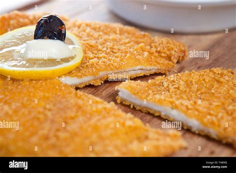 Chicken schnitzel with sauce Stock Photo - Alamy