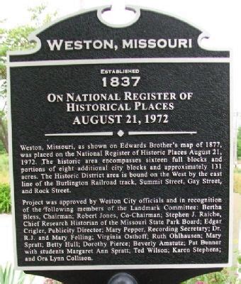 Weston, Missouri Historical Marker