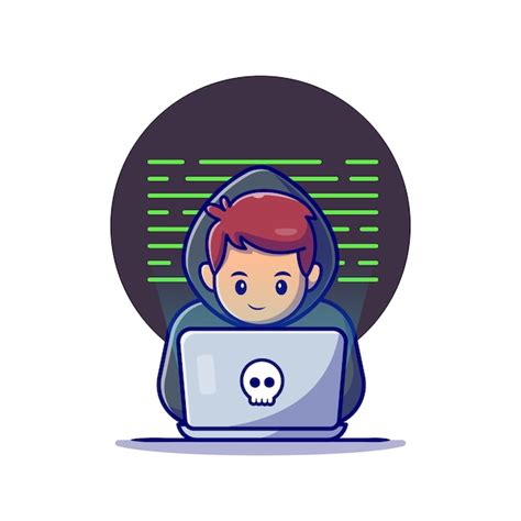 Free Vector | Hacker Operating A Laptop Cartoon Icon Illustration ...