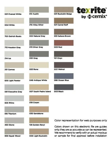 GROUT COLOR GUIDE - TEXRITE