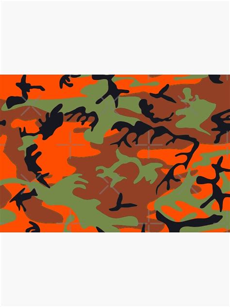 "Hunter Orange with Green Camouflage Abstract Pattern, RBSSG" Mask by ...