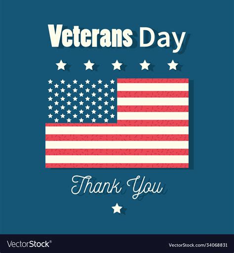 Happy veterans day thank you card american flag Vector Image