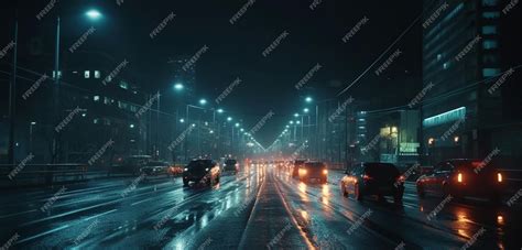 Premium Photo | Highway in the city at night with cars and lights ...