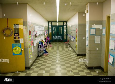 Hallway in Elementary School Stock Photo - Alamy