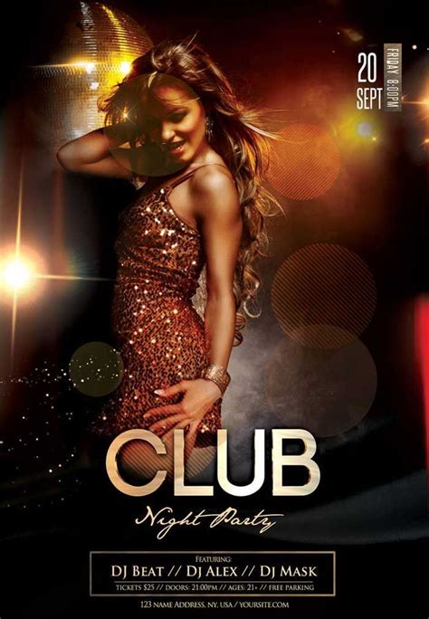 Club Night Free Party Flyer Template | Free psd flyer templates, Free ...