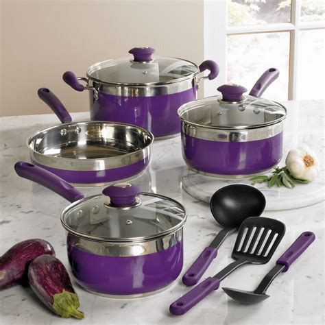 10-Pc Cookware Set | Cookware | Brylanehome sale $59.99 | Purple ...