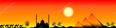 Sunset in Egypt, panorama — Stock Vector © konstsem #6115895