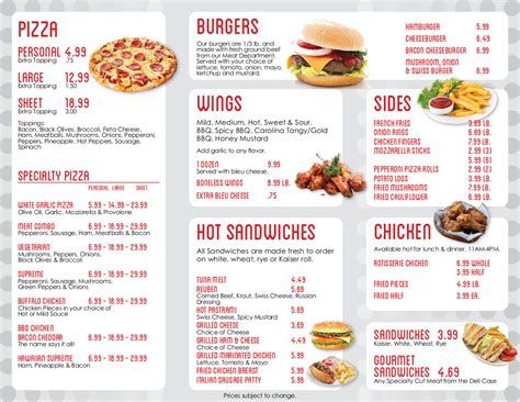 Deli Menu | T-Burg Shur Save