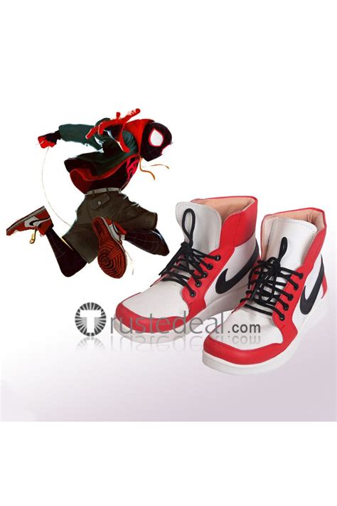 SpiderMan Into the Spider Verse Miles Morales White Red Cosplay Boots ...