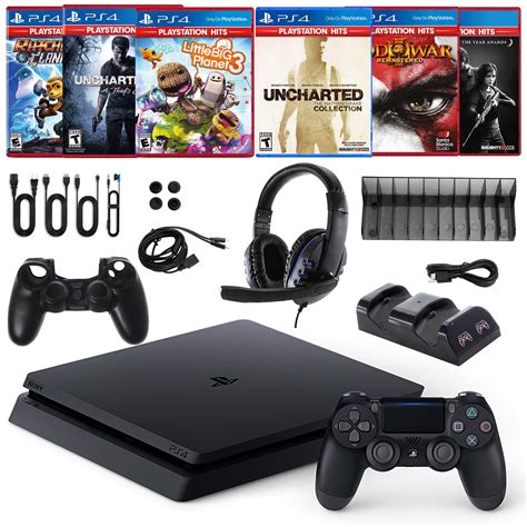 PS4 Slim 1TB Console with 6 Games and Accessories Kit - Walmart.com