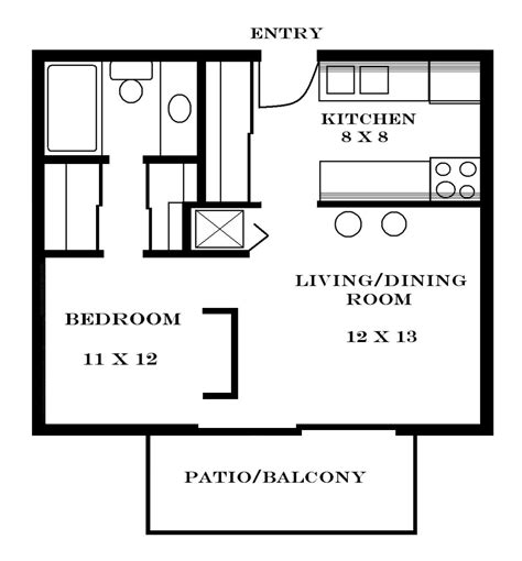 Small Apartment Floor Plans One Bedroom | Apartment floor plans, Small ...