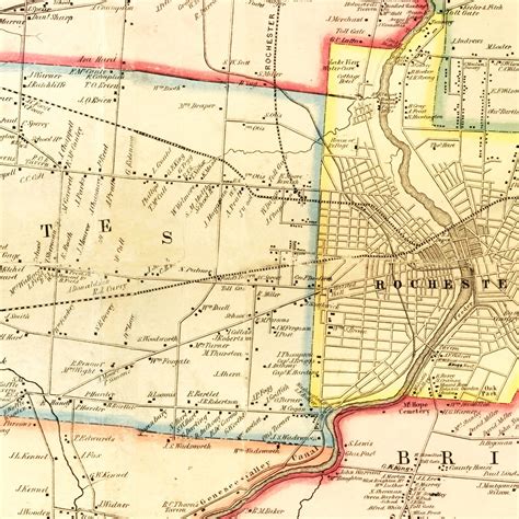 Vintage Map of Monroe County, New York 1852 by Ted's Vintage Art