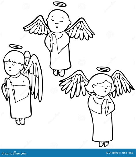 Angels Praying - Black and White Stock Vector - Illustration of ...