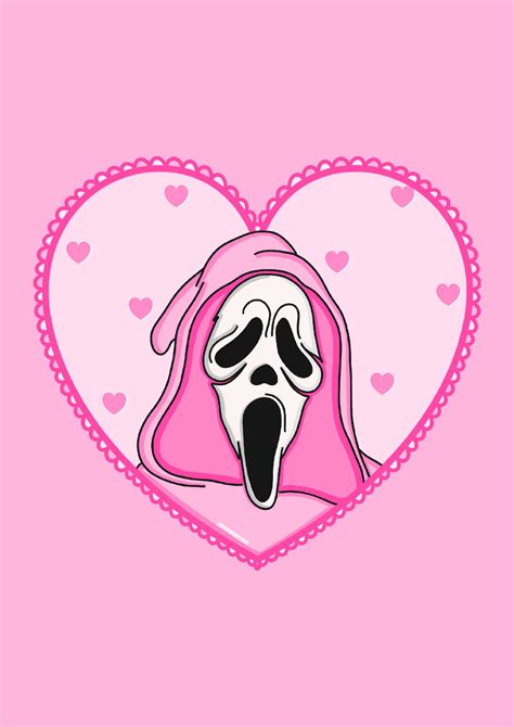 Pink Ghostface Scream Inspired Print Halloween Decor Horror - Etsy