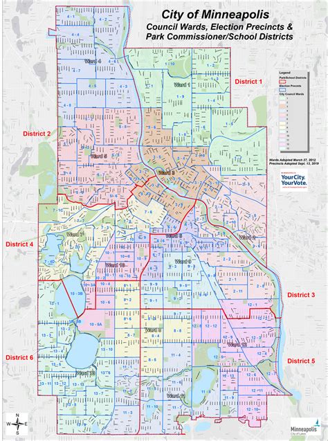 Minneapolis City Council, Parks and School Board district map ...