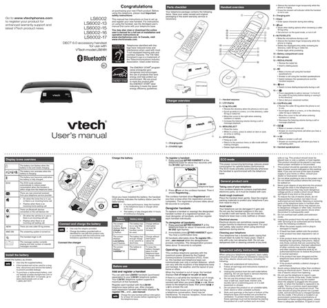 VTECH LS6002 USER MANUAL Pdf Download | ManualsLib