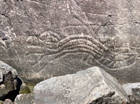 Prehistoric petroglyphs at Sproat Lake Provincial Park, BC