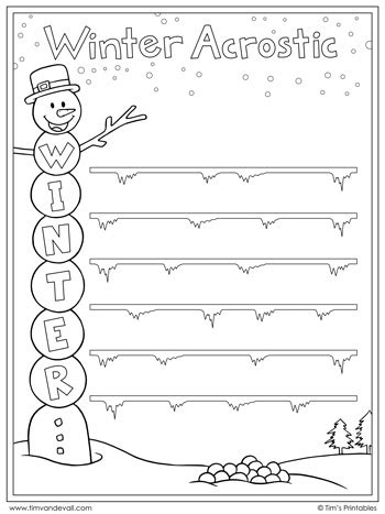 Winter Acrostic Poem Template - Tim's Printables