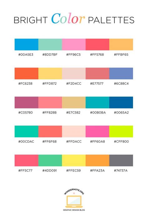 Color Palettes for Web, Digital, Blog & Graphic Design with Hexadecimal ...