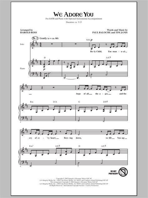 We Adore You | Sheet Music Direct