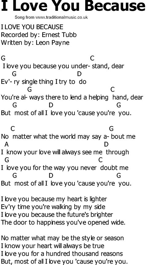 Old Country song lyrics with chords - I Love You Because