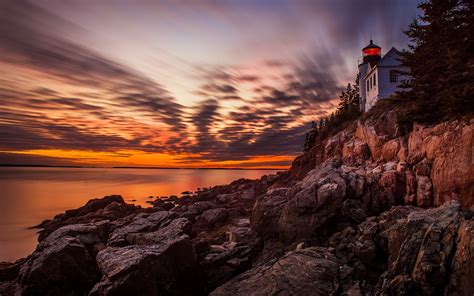 bass harbor headlight, lighthouse, sunset Wallpaper, HD Nature 4K ...