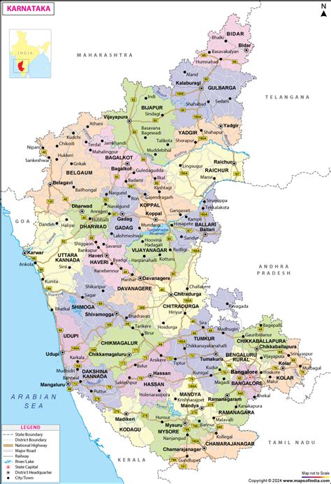 Karnataka Map - State and Districts Information and Facts