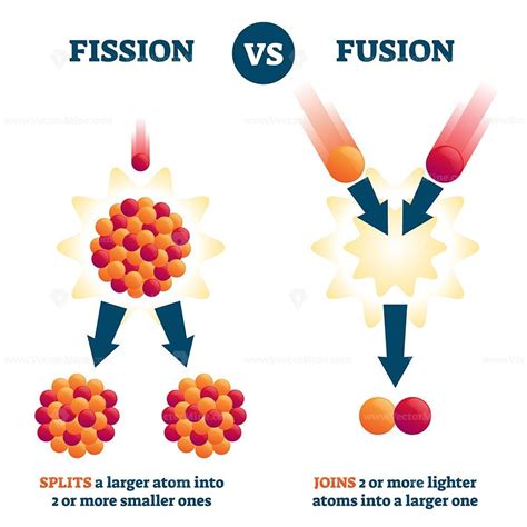 Fission vs fusion vector illustration in 2020 | Vector illustration ...