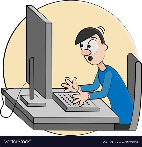 Cartoon man worried with computer Royalty Free Vector Image