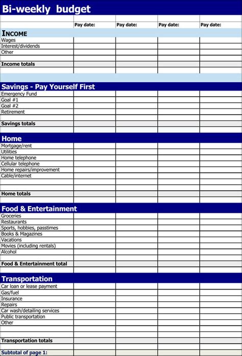 Free Printable Weekly Budget Planner