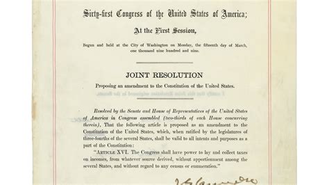 16th Amendment to the U.S. Constitution: Federal Income Tax (1913) and ...