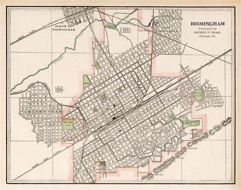 Map of Birmingham alabama Old Map Fine Reproduction | Etsy